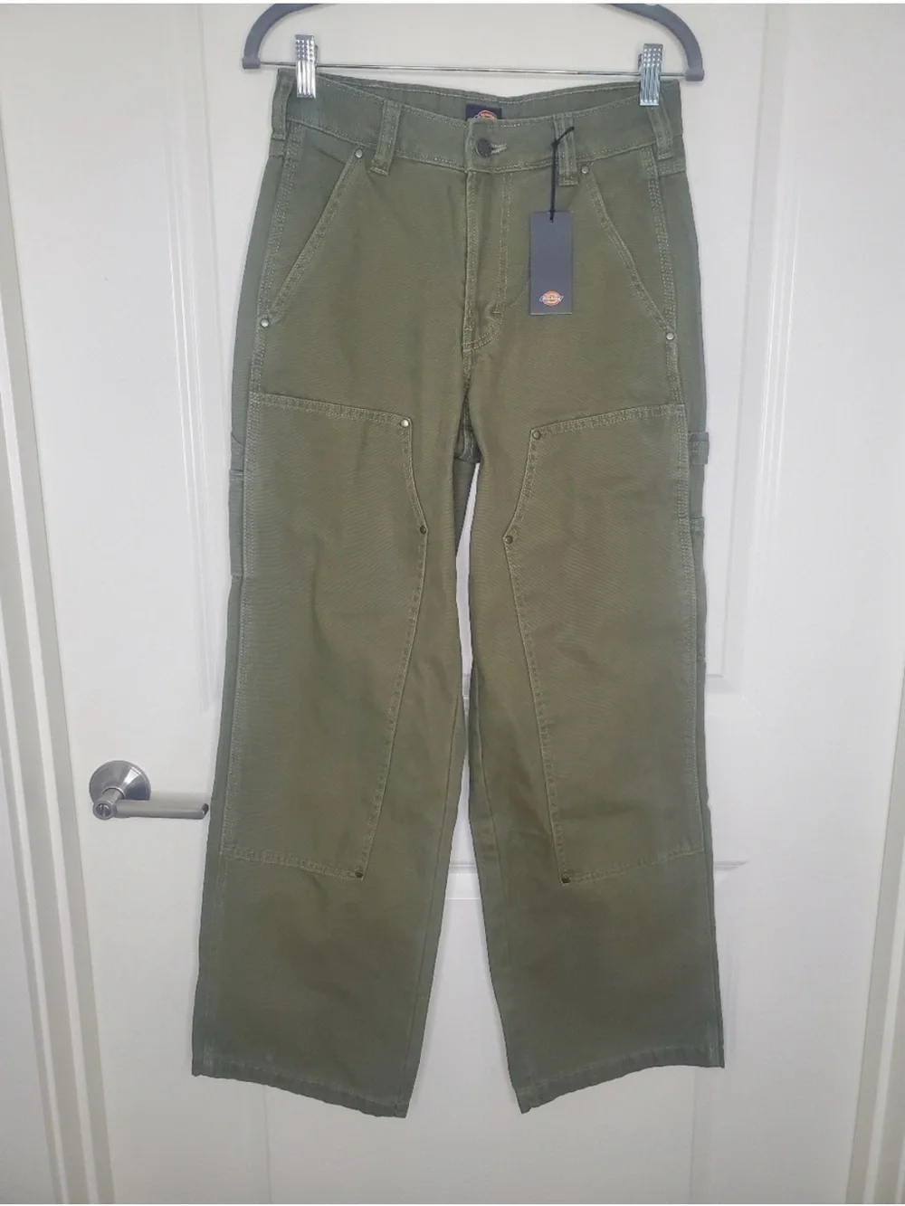 Dickies Olive Green Mid Rise Double Knee Canvas Carpenter Pants - Picture 4 of 8